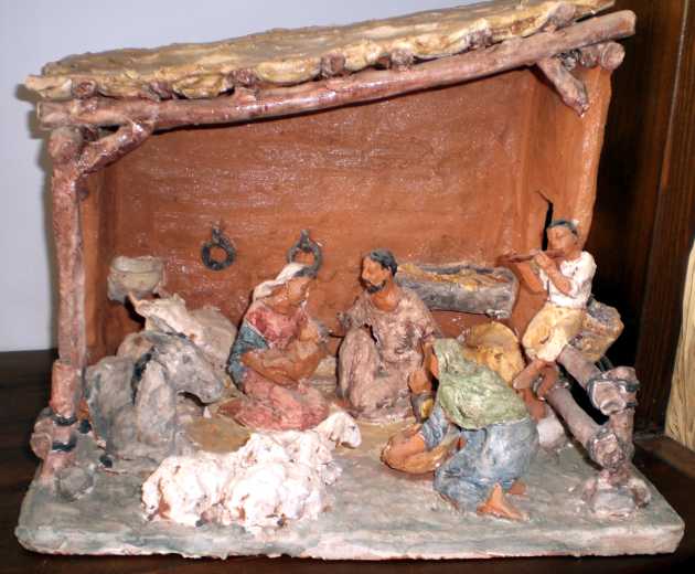 Earthenware crib with engobe finishing